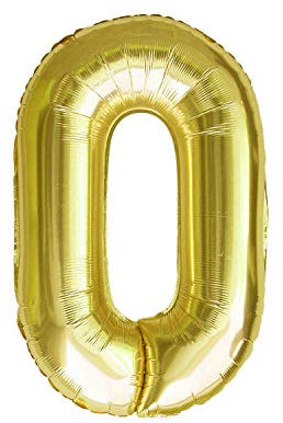 Oblique Unique® Folien Luftballon mit Zahl Nummer in Gold für Geburtstag Jubiläum Party Deko Folienballon - Zahl wählbar (Nr 0)
