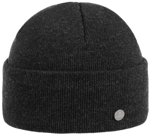 LIERYS Merino Feinstrick Dockermütze Damen Herren Strickmütze Merinowolle Wintermütze Made in Germany Herbst Winter anthrazit One Size