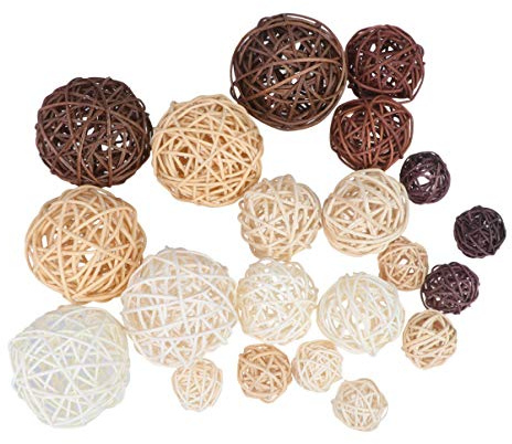 SUPVOX 21 Pz Palline Decorative in Rattan E Vimini per Decorazioni Natalizie, Centrotavola, Albero di Natale E Fai-da-Te, Ornamenti Sospesi per Casa, Ufficio E Ristorante