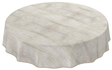 ANRO Runde Tischdecke Holzoptik Braun – Mit Einfassung – PVC Wachstuch für Innen & Außen 120 cm (Rund)