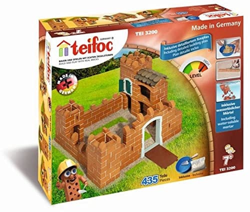 Teifoc TEI 3200 Steinbaukasten - Ritterburg, Bastelset mit 435 Bauteilen, Burg Spielzeug, Mini Ziegelsteine, mittelalterlicher DIY Bastelspaß für Mädchen und Jungen ab 7 Jahren