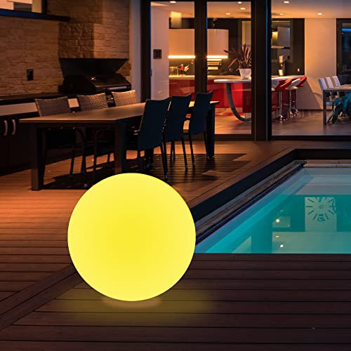 wuuhoo® Boule lumineuse LED Gloria – avec 16 couleurs, 8 modes eclairage et télécommande + batterie, Pour intérieur et extérieur, solaire éclairage de jardin et éclairage de jardin 40 cm