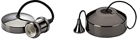 Knightsbridge 6 Inch E27 Vintage Pendant Set - Black Nickel + Bathroom Pull Cord Switch - Black Nickel 10A 2-Way, 8300BN+B21