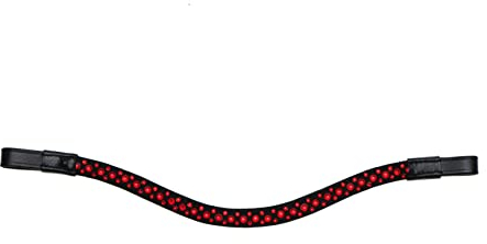 Equipride Hot Fix Stirnriemen für Zaumzeug, kurvenförmig, Leder, 40,6 cm, Rot