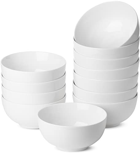 BTaT- White Soup Bowls Set of 12, 16 Ounces, Porcelain Dishes for Soup, Rice, Salad, Noodle, Microwave, Oven, Freezer & Dishwasher Safe, Deep White Cereal Bowls for Kitchen, Christmas Gifts