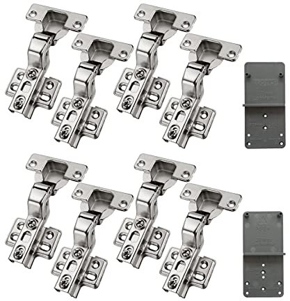 LOOTICH 105 Grad Fixed-On Innenanschlag Topfscharnier Standardscharniere mit Schließautomatik Integrierte Hydraulisches Dämpfung Scharniere Küchenschrank Kleiderschrank Schranktür Möbel 8 Stück