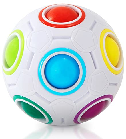 Vdealen Regenbogenball Magischer Puzzleball Zappelball Spiel Spaß Stressabbau Geschicklichkeitsspiele Pädagogische Spielzeug Denksport Ball Spielzeug Knobelspiel für Kinder Teens & Erwachsene