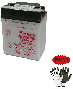 Compatible avec Polaris Scrambler 2X4 500 2000-2003 Batterie YUASA YB14A-A2 12V/14AH Batteries pour DEMARRAGE Moto Scooter Quad SPECIFIQUE Deja Pret