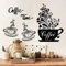 Kitchen Wall Stickers Coffee Tea Cup Decor Stickers Decals Viny Wall Art Stickers Coffee Time Decals Vintage Coffee Decorations for Kitchen Coffee Shop Restaurant Home Wall Decor