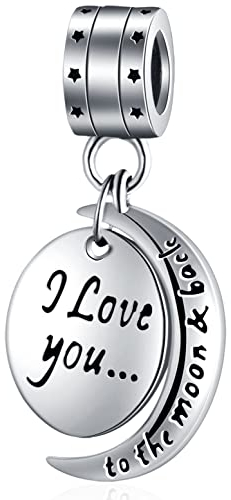 Ich liebe Sie auf den Mond und zurück Charms passen Pandora Valentinstag Armband, 925 Sterling Silber I Love You To The Moon And Back Anhänger, Hochzeit Geschenke für Ehefrau/Ehemann/Braut