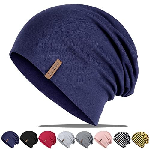 Mütze Damen Herren, Slouch Beanie Mütze, Weich Dünne Mütze aus Baumwolle, Leichte Atmungsaktiv Longbeanie, Jersey Chemo Mütze, Elastisch Laufmütze für Alle Jahreszeiten