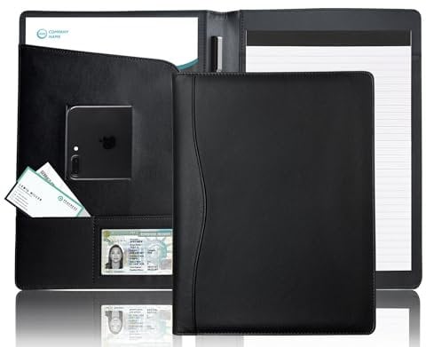 Portfolio en Cuir PU A4, Porte Documents Pratique Porte Bloc Leathario Organisateur Multi-poches avec tablette magazine stylos pour Bureau Agenda Conférence Cadeau Femme