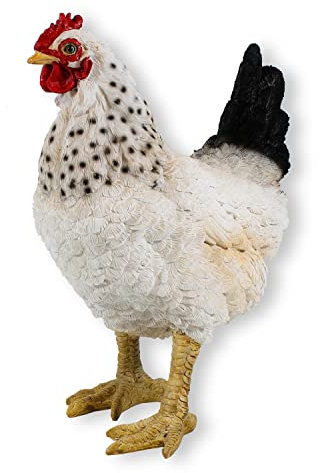 colourliving Gartendeko Huhn Figur Deko Hühner Deko Hennen Bauernhof Tiere Hühner Figuren (Weiß)