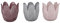 3er Set Windlichter aus Glas in Tulpenform, ca. 8x7cm, grau/rosa/Flieder