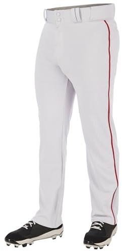 Champro Triple Crown 2.0 Open Bottom Baseball Pants with Braid, Adult Large, White, Scarlet
