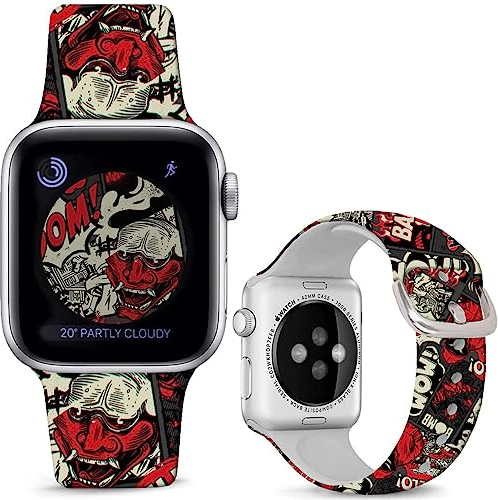 Leotop Compatible con Apple Watch Band Horror Ghost Face Rojo 49 mm 45 mm 44 mm 42 mm Correa deportiva de silicona suave compatible con iWatch Ultra Series 8 7 6 5 4 3 2 1 SE/SE 2 para niños hombres y