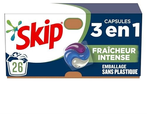 Skip Lessive Capsules 3en1 Fraîcheur Intense - Format économique 550g - Pour un linge impeccable et parfumé longue durée - Facilite le quotidien - Lessive. - Le Lot De 2