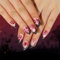 Ceboic 24Pcs Halloween Press on Nails Short Almond Glossy Purple False Nails Flame Snake Fake Nails with Spider Net Exquisite Design Acrylic Stick on Nails for Women and Girls