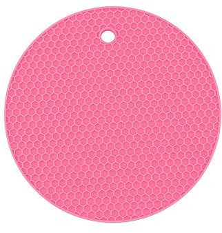 Round Non Slip Durable Flexible Table Pot Holders, Heat Resistant Silicone Pan Pot Pad Trivet Mat for Hot Pot Bowl Dishes Teapot (Pink)