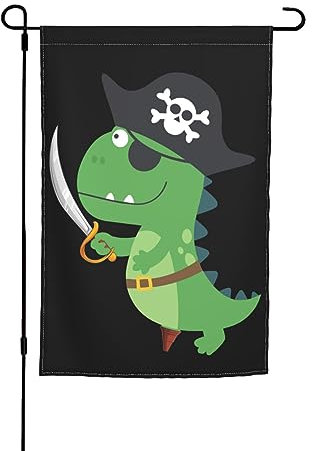 Gartenflagge mit Piraten-Dinosaurier-Motiv für den Außenbereich, Geschenke, floral, Mini Haus- und Hofflaggen, Bauernhaus-Deko für Zuhause, Garten, Dekoration, Banner, 30,5 x 45,7 cm