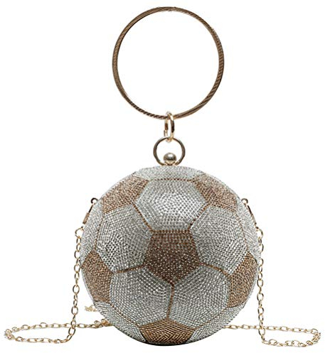 Frauen Basketball geformte Crossbody Geldbörse Strass Runde Kugel Kristall Abendtasche Clutch Handtasche für Hochzeit Party, gold