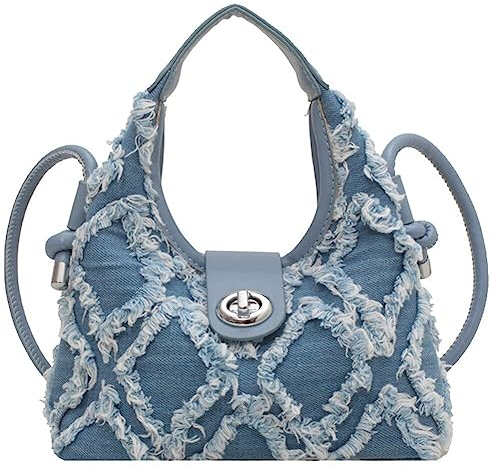 Lpitoy Kleine Crossbody -umhängetasche Für Frauen Vintage Mode Jean Denim Geldbeutel Mini Handtaschen Weibliche Elegante Quasten -wasten -umhängetasche