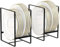 QUMENEY 2 Pack Large Plate Holders Organizers Plate Racks Upright Dish Drying Racks space saver plate dispenser for Kitchen Cabinets and Countertop (Black)