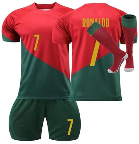 2023-24 Boys' Soccer Jerseys & Tracksuits - Home & Away Kits, Training Shirts, Shorts & Socks (No.7, Children 3-4 Years)