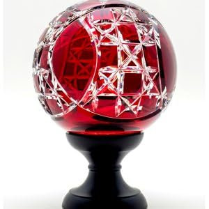 Boule de rampe cristal rouge Mousson pied noir