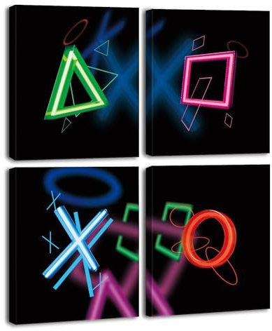 KAIRNE Gaming Poster,Game Wall Art for Bedroom for Boys,Game Poster for Nursery,Gamer Art Prints Set of 4(8X10inch,Framed),Gaming Canvas Picture,Xbox Wall Decor for Teen Boy Bedroom Playroom