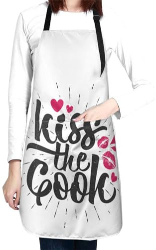 bradkke Kiss The Cook-Schürze, verstellbare Schürze mit Tasche, für Damen und Herren, wasserdichte Schürzen, Geschenke für Küche, Malerei, Kiss the Cook, Violett, One size