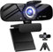 Tomorsi Webcam con microfono per desktop - 1080P HD USB fotocamera, frangivista e treppiede, Streaming grandangolare rotante per PC, zoom video, gioco e computer