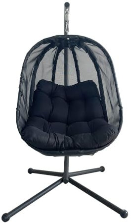 Home Luxe Texteline Black Swing Hanging Egg Chair with Cushion