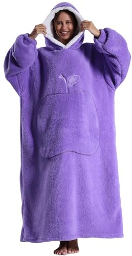 Pterygoid Hoodie Decke Extra Lang mit Kapuze und Tasche für Damen Herren | Weicher Kuschelpullover und tragbare Decke mit Ärmeln, Warmes Geschenk für Freundin und Mutter–ideal für Sofa und kalte Tage