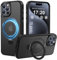 PuyaTeya Magnetic Stand for iPhone 15 pro Case, Compatible with Mag-Safe, Military Drop Protection, Anti-scratch/fingerprint Translucent Matte iPhone 15 pro Phone Case(Black)
