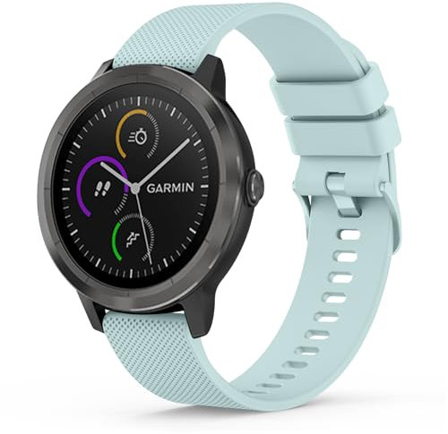 20mm Strap for Garmin Vivoactive 3/3 Music/Venu/Venu 2 Plus/sq/sq 2/Forerunner 245/645/55, Soft Silicone Watch Band Replacement for Garmin Vivomove HR (Turquoise)