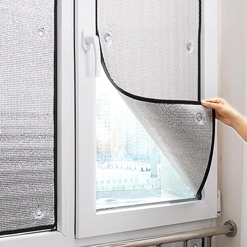 AATISH 8mm Dicke Aluminiumfolie Isolierfolie Dämmfolie,Kühlende Sonnenschutzfolie für Fenster,Sichtschutzfolie für Glas,Reflektierende Fensterfolie Verdunkelungsfolie,mit Saugnapf (85x120cm/34 x47)