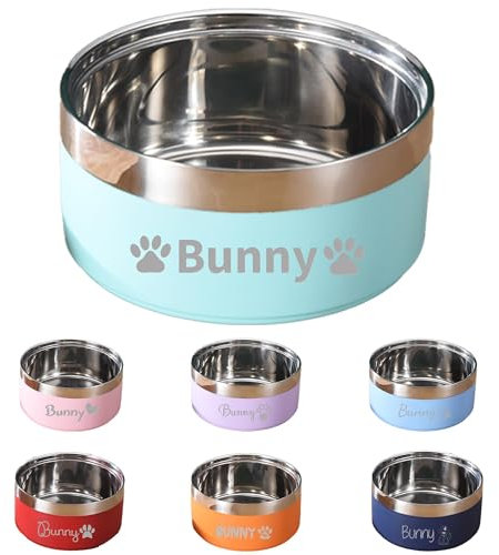 Personalized Dog Bowls with Name, BUGMKCS Customized Steel-stanless Pet Water Bowls for Both Cat & Dog, Engraved Dog Water Bowl, Durable Cute Double Layer Reinforcement Cat Food Bowl for Pets Gifts
