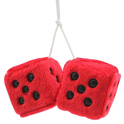 Würfelauto Hanging Ornamente Paar Fuzzy Plüschwürfel Anhänger Rückspiegelzubehör, Autohängeplüschwürfel