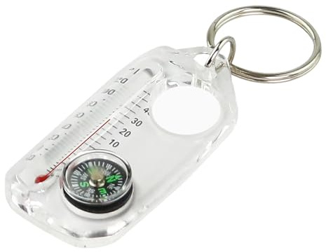 Schlüsselanhänger mit kleinem Kompass-Thermometer, tragbarer Kompass-Schlüsselanhänger, Thermometer, Outdoor-Kompass-Schlüsselanhänger, Reise-Kompass-Schlüsselanhänger