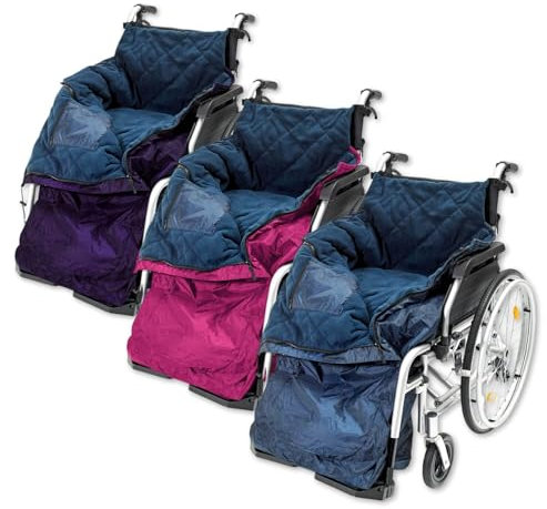 Biscay Deluxe Rollstuhl-Cozy – Extra groß, Rosa, wasserdichtes Polyester und PVC, gestepptes Fleecefutter, Reißverschlussöffnung, verstellbare Schnallenschlaufen, Rollstuhl-gemütlich zum Schutz vor