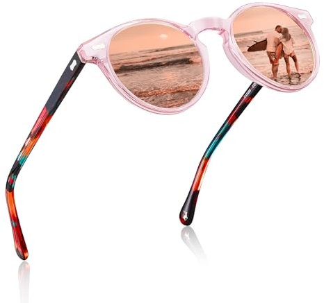 CARFIA Runde Sonnenbrille für Damen Polarisierte Frauen Sunglasses mit 100% UV Schutz