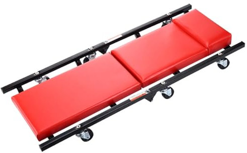 MZZKFC Kriechgang Rote Rollende Mechaniker Kriechgang Mit 360° Universalrollen, Stahl Faltbar Kriechgang 2-IN-1 Design, 39,4 IN Auto Kriechgang Für Garage/Kfz-Werkstatt(10 cm/3.9 in)