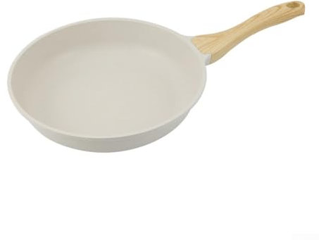 Sartenes antiadherentes, mango de aluminio y madera, sartenes Nti-Scratch, sartenes antiadherentes, sartén de piedra, para todas las estufas, blanco (20 cm)