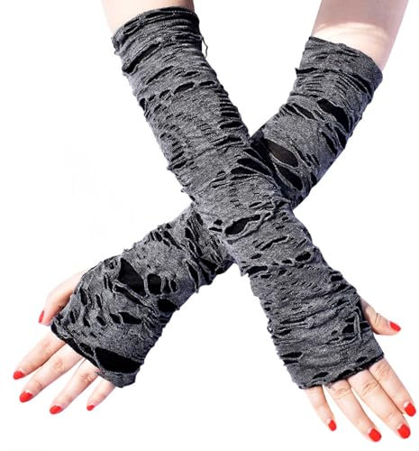 Chyuxinda Fingerlose Handschuhe Lang Punk Gotik Spinnennetz Spitzenhandschuhe Kostüm Punkhandschuhe für Halloween Karneval Fasching Party Cosplay Outfit
