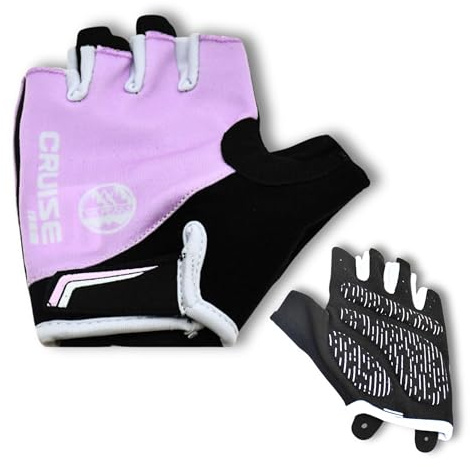Six Peaks Kids Cycling Gloves, Half Finger, Lightweight, Breathable, Padded Anti Slip Biking Glove, Pink, 9-10 years