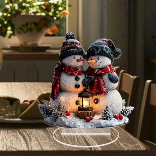 2D Acryl Weihnachtsdeko, Weihnachten Riesenrad Deko, 25 x 21 cm, Weihnachts Dekoration für Innen Außen, Fenster, Tisch, Fensterdeko, Tischdeko, Saisonale, Statue, Skulptur (Schneemann)