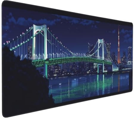 Alfombrilla Ratón XXL, 1200x600x3mm Impermeable Alfombrilla Ratón Puente Lago Alfombrilla Raton, Mouse Pad XXL Base Antideslizante Mejora Precisión Velocidad,Oficina Accesorio Gaming Regalos Femeninos