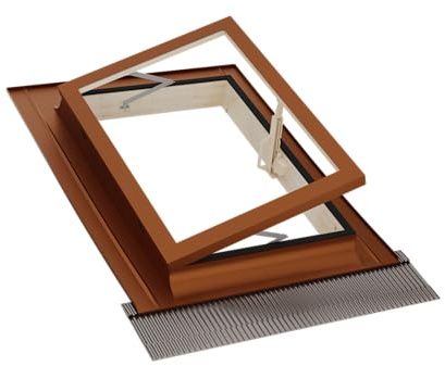 Emica - Dachfenster Öffnung Buch aus Kupfer | Linie Best Doppelverglasung 3-9-3 | Innen Fichtenholz | Ideal für den Ausgang auf dem Dach (78 x 98 cm Basis x Höhe)