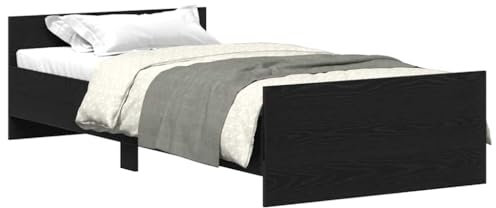 vidaXL Bettgestell ohne Matratze Schwarz Eichen-Optik 90x190 cm, Schlafzimmermöbel, Schlafzimmerbett, Einzelbett, Bett, Bettrahmen, Lattenrost